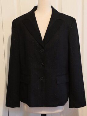 Le Suit Black Tailored Single Breasted Jacet Sparkle Texture 3 Button Size 16